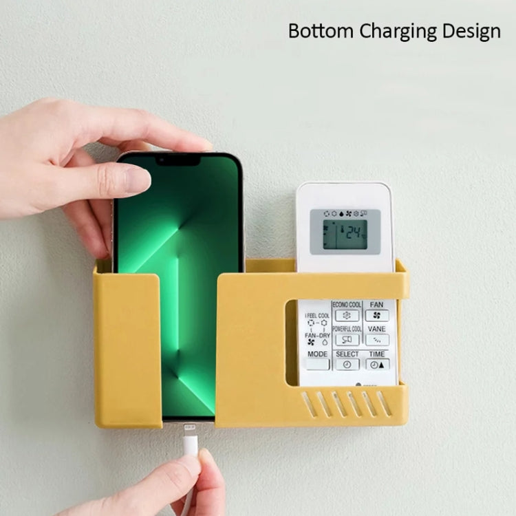 Double Grid Wall-Mounted Storage Box Remote Control Sundries Organizer Mobile Phone Charging Holder, Double Yellow, Double Blue, Double Red