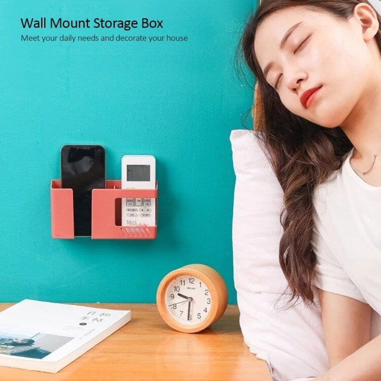 Double Grid Wall-Mounted Storage Box Remote Control Sundries Organizer Mobile Phone Charging Holder, Double Yellow, Double Blue, Double Red
