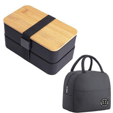 Load image into Gallery viewer, 1200ml Portable Compartment Insulated Double Layer Lunch Box Microwavable Plastic Food Container, Without  Insulation Bag Black, Without Insulation Bag White, With Insulation Bag Black, With Insulation Bag White