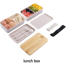 Load image into Gallery viewer, 1200ml Portable Compartment Insulated Double Layer Lunch Box Microwavable Plastic Food Container, Without  Insulation Bag Black, Without Insulation Bag White, With Insulation Bag Black, With Insulation Bag White