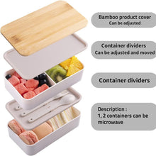 Load image into Gallery viewer, 1200ml Portable Compartment Insulated Double Layer Lunch Box Microwavable Plastic Food Container, Without  Insulation Bag Black, Without Insulation Bag White, With Insulation Bag Black, With Insulation Bag White