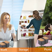 Load image into Gallery viewer, 1200ml Portable Compartment Insulated Double Layer Lunch Box Microwavable Plastic Food Container, Without  Insulation Bag Black, Without Insulation Bag White, With Insulation Bag Black, With Insulation Bag White