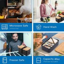 Load image into Gallery viewer, 1200ml Portable Compartment Insulated Double Layer Lunch Box Microwavable Plastic Food Container, Without  Insulation Bag Black, Without Insulation Bag White, With Insulation Bag Black, With Insulation Bag White