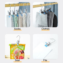 Load image into Gallery viewer, 5pcs /Pack Stainless Steel Flat Clip With Hook Anti-Scratch Catch Laundry Drying Holder