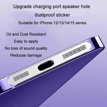 Load image into Gallery viewer, 2pcs /Set For IPhone 12 / 13 / 14 / 15 Series Speaker Plating Metal Dust-Proof Mesh Charging Port Protective Film Dust Sticker
