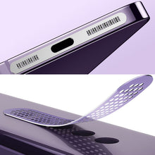 Load image into Gallery viewer, 2pcs /Set For IPhone 12 / 13 / 14 / 15 Series Speaker Plating Metal Dust-Proof Mesh Charging Port Protective Film Dust Sticker
