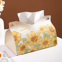 Load image into Gallery viewer, Oil Printed Leather Tissue Box Living Room Decorative Tissue Storage Bag, Pink, Purple, Yellow, Blue Rose, Pink Rose, Yellow Sunflower