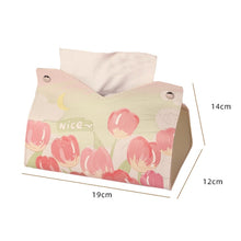 Load image into Gallery viewer, Oil Printed Leather Tissue Box Living Room Decorative Tissue Storage Bag, Pink, Purple, Yellow, Blue Rose, Pink Rose, Yellow Sunflower