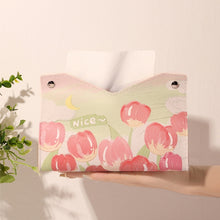 Load image into Gallery viewer, Oil Printed Leather Tissue Box Living Room Decorative Tissue Storage Bag, Pink, Purple, Yellow, Blue Rose, Pink Rose, Yellow Sunflower