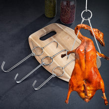 Load image into Gallery viewer, Stainless Steel Double Ring Duck Cooker Hanger Outdoor Barbecue Hanging Hook Stand, 3 Centi Small Ring 23cm, 3 Centi Small Wax Ring 24.5cm, 3 Centi Large Wax Ring 33cm, 3 Centi Medium Wax Ring 29cm, 4 Centi  Steel Thick Short 24cm                      ...
