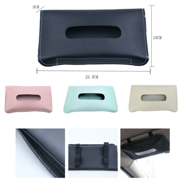 Car Armrest Box Sun Visor Hanging Leather Tissue Box, Black, Pink, Blue, Beige