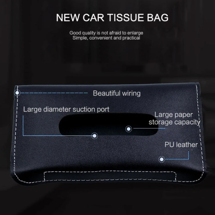 Car Armrest Box Sun Visor Hanging Leather Tissue Box, Black, Pink, Blue, Beige