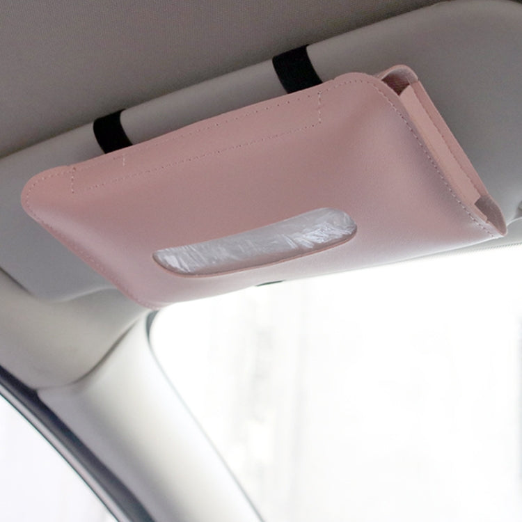 Car Armrest Box Sun Visor Hanging Leather Tissue Box, Black, Pink, Blue, Beige