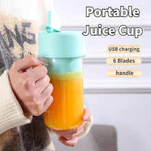 Load image into Gallery viewer, 420ml 6 Blades Straw Juice Cup USB Charging Portable Fruit Juicer Smoothie Maker