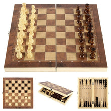 Load image into Gallery viewer, 3 In 1 Wooden Chess Set Foldable Chess Board For Kids Adults, 24 x 24cm, 34 x 34cm, 39 x 39cm, 44 x 44cm