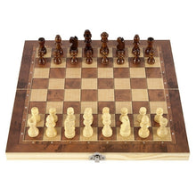 Load image into Gallery viewer, 3 In 1 Wooden Chess Set Foldable Chess Board For Kids Adults, 24 x 24cm, 34 x 34cm, 39 x 39cm, 44 x 44cm