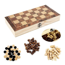 Load image into Gallery viewer, 3 In 1 Wooden Chess Set Foldable Chess Board For Kids Adults, 24 x 24cm, 34 x 34cm, 39 x 39cm, 44 x 44cm