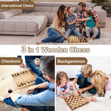 Load image into Gallery viewer, 3 In 1 Wooden Chess Set Foldable Chess Board For Kids Adults, 24 x 24cm, 34 x 34cm, 39 x 39cm, 44 x 44cm