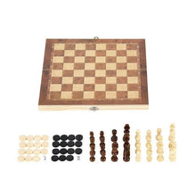 Load image into Gallery viewer, 3 In 1 Wooden Chess Set Foldable Chess Board For Kids Adults, 24 x 24cm, 34 x 34cm, 39 x 39cm, 44 x 44cm
