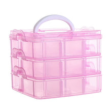 Load image into Gallery viewer, 3 Layer Detachable Jewelry Storage Box Plastic Handheld Cosmetic Storage Box