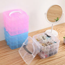 Load image into Gallery viewer, 3 Layer Detachable Jewelry Storage Box Plastic Handheld Cosmetic Storage Box