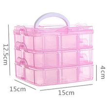 Load image into Gallery viewer, 3 Layer Detachable Jewelry Storage Box Plastic Handheld Cosmetic Storage Box