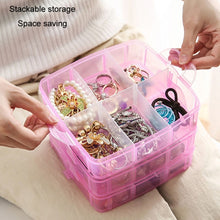 Load image into Gallery viewer, 3 Layer Detachable Jewelry Storage Box Plastic Handheld Cosmetic Storage Box