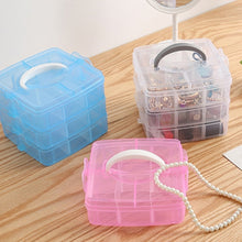 Load image into Gallery viewer, 3 Layer Detachable Jewelry Storage Box Plastic Handheld Cosmetic Storage Box