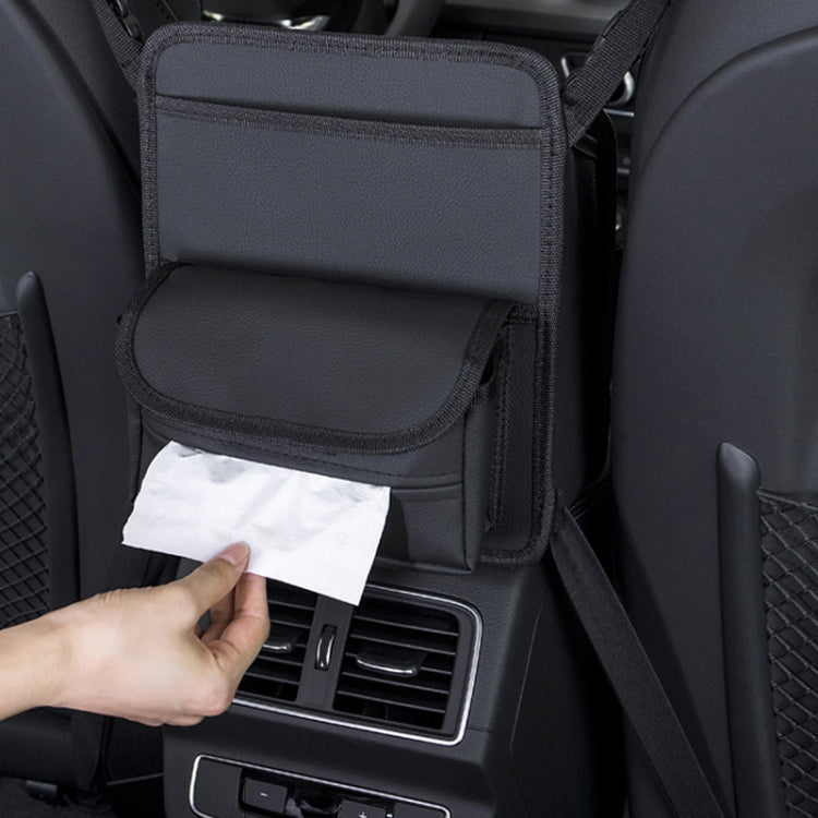 Car Seat Storage Mesh Pocket Hanging Storage Bag Tissue Box, H9160 Black