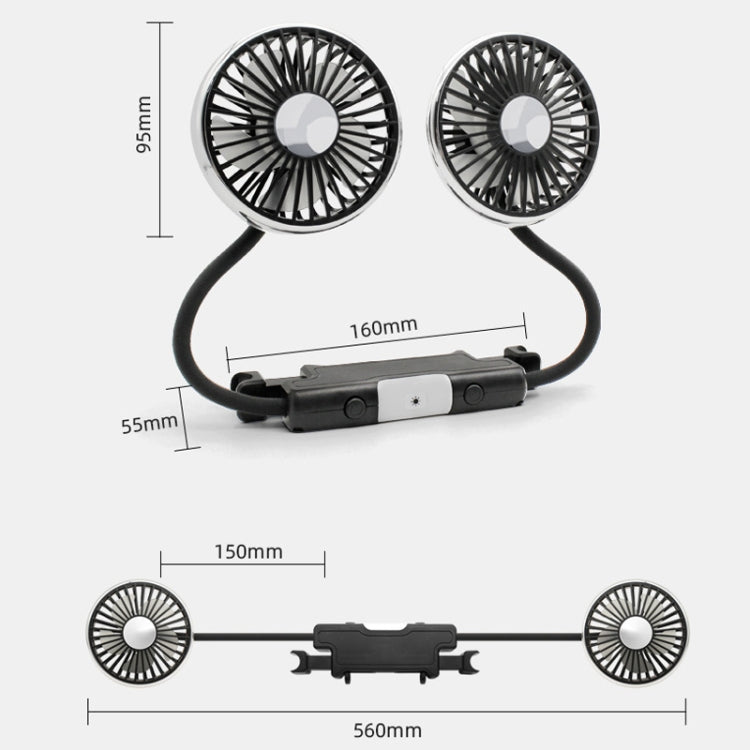 Car Double-head Hose Seat Fan with Light, F310