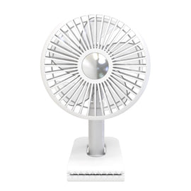Car Clip-On Rechargeable Electric Oscillating Head Fan With Light