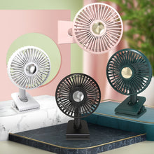 Load image into Gallery viewer, Car Clip-On Rechargeable Electric Oscillating Head Fan With Light