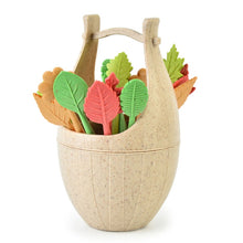 Load image into Gallery viewer, Mini Wheat Fiber Material Tableware Set Snack Dessert Forks, 16pcs Fruit Forks + 1pc Barrel