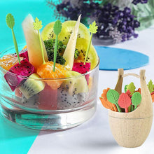 Load image into Gallery viewer, Mini Wheat Fiber Material Tableware Set Snack Dessert Forks, 16pcs Fruit Forks + 1pc Barrel