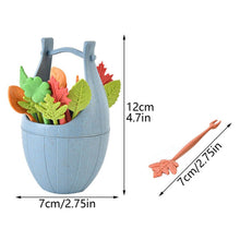 Load image into Gallery viewer, Mini Wheat Fiber Material Tableware Set Snack Dessert Forks, 16pcs Fruit Forks + 1pc Barrel