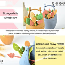 Load image into Gallery viewer, Mini Wheat Fiber Material Tableware Set Snack Dessert Forks, 16pcs Fruit Forks + 1pc Barrel