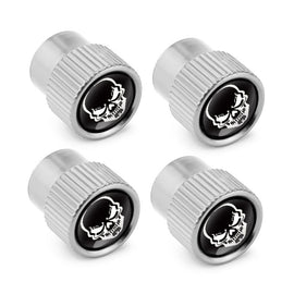 4pcs /Set Skeleton Car Tire Universal Aluminum Valve Cap, Black, Silver
