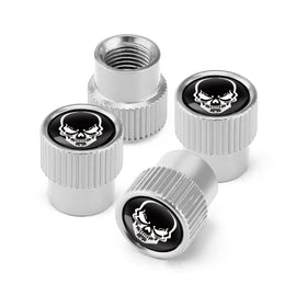 4pcs /Set Skeleton Car Tire Universal Aluminum Valve Cap, Black, Silver