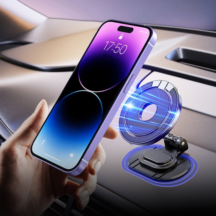 Magnetic Folding Car Phone Holder Rotatable Dashboard Stick-On Navigation Stand, D50-1