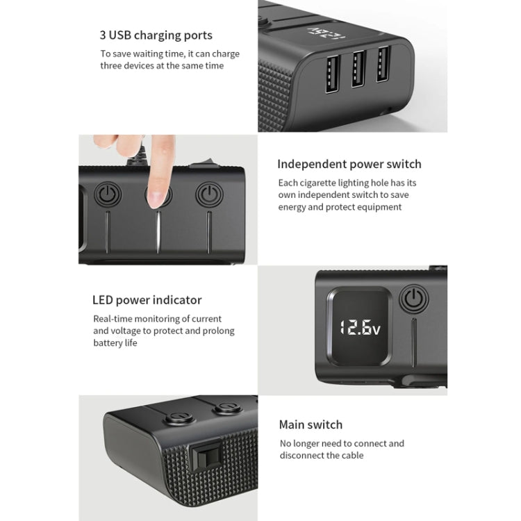 120W Digital Display Cigarette Lighter Car Fast Charging Charger