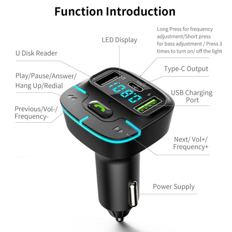 Car Bluetooth MP3 Player Ambient Light Charger, GZ03