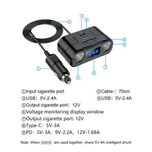 Load image into Gallery viewer, One to Four Car Charger Multifunctional Adapter Expansion Port, C2