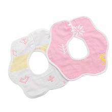 Load image into Gallery viewer, 2pcs Dual Sided Newborn Baby Petal Waterproof Bib Six Layers Gauze Cotton Plum Bib, Pork Pink, Pig Blue, Cedar Pink, Cloud Pink, Cloud blue, Alpaca Pink, Puppet Monkey, Giraffe, Mickey, Airplane, Crown, Classic Mushroom