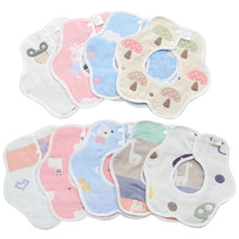 Load image into Gallery viewer, 2pcs Dual Sided Newborn Baby Petal Waterproof Bib Six Layers Gauze Cotton Plum Bib, Pork Pink, Pig Blue, Cedar Pink, Cloud Pink, Cloud blue, Alpaca Pink, Puppet Monkey, Giraffe, Mickey, Airplane, Crown, Classic Mushroom