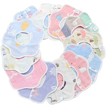 Load image into Gallery viewer, 2pcs Dual Sided Newborn Baby Petal Waterproof Bib Six Layers Gauze Cotton Plum Bib, Pork Pink, Pig Blue, Cedar Pink, Cloud Pink, Cloud blue, Alpaca Pink, Puppet Monkey, Giraffe, Mickey, Airplane, Crown, Classic Mushroom
