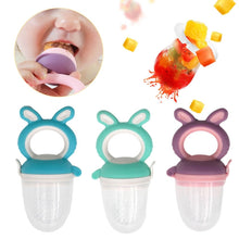 Load image into Gallery viewer, Baby Pacifier Fruit And Vegetable Auxiliary Feeder Baby Bites Feeder Nipples, Large Blue, Medium Blue, Small Blue, Large Green, Medium Green, Small Green, Large Purple, Medium Purple, Small Purple