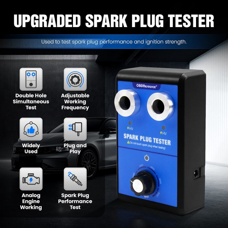 OBDResource High-Pressure Adjustable Dual-Hole Spark Plug Ignition Detector, EU Plug, US Plug