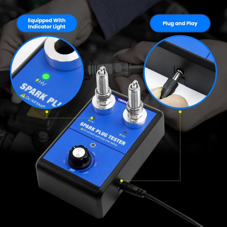 OBDResource High-Pressure Adjustable Dual-Hole Spark Plug Ignition Detector, EU Plug, US Plug