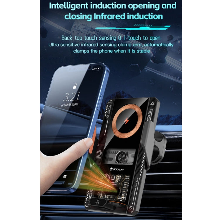 15W QI Protocol Wireless Car Charger Smart Induction Phone Holder, Black, Silver