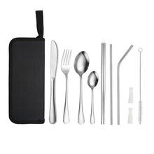 Load image into Gallery viewer, Portable Stainless Steel Cutlery Set Outdoor Picnic Knife And Fork Tool With Storage Bag, A Model Silver, A Model Gold, A Model Black, B Model Silver, B Model Gold, B Model Black, C Model Silver, C Model Black